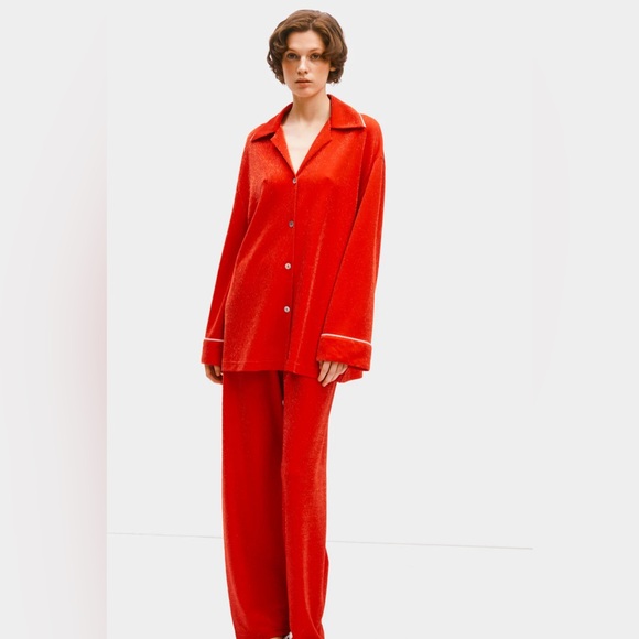 NWT SLEEPER Red Shimmer Pajama Set - Picture 1 of 8